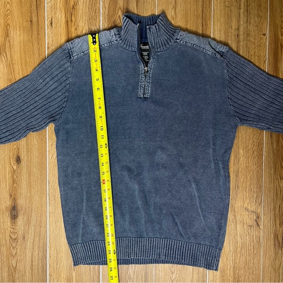 Structure Denim Look Sweater 1/4 Zip Gray Blue Color Mens Size Large - Picture 4 of 5